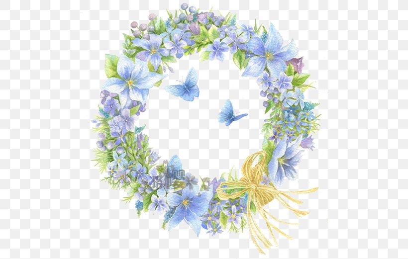 Floral Design Wreath Butterfly Fairy Garland, PNG, 500x521px, Floral Design, Blue, Butterfly Fairy, Christmas, Crown Download Free