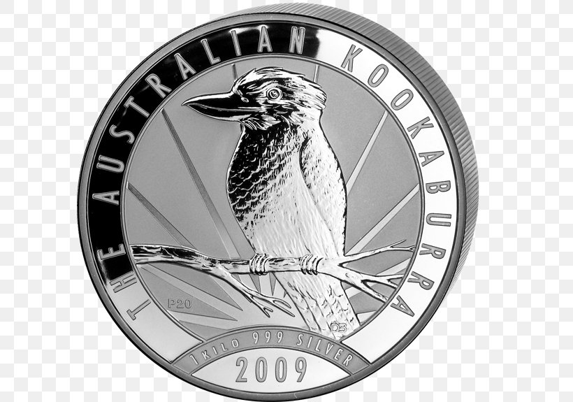 Australian Silver Kookaburra Silver Coin Troy Ounce, PNG, 600x575px, Australian Silver Kookaburra, Australia, Beak, Bird, Black And White Download Free