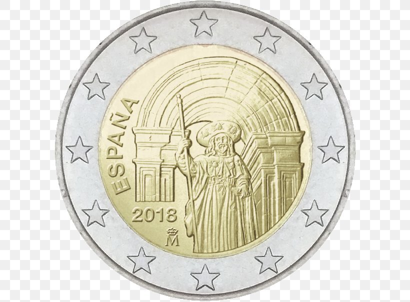 Santiago De Compostela 2 Euro Coin Euro Coins 2 Euro Commemorative Coins, PNG, 604x604px, 2 Euro Coin, 2 Euro Commemorative Coins, 10 Euro Note, Santiago De Compostela, Coin Download Free