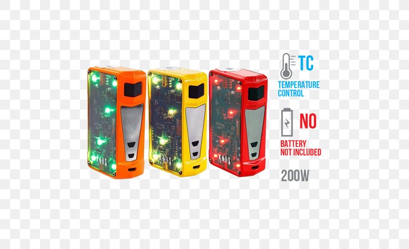 Electronic Cigarette Light-emitting Diode Temperature Control 200W, PNG, 500x500px, Electronic Cigarette, Breazy, Color, Eightvape Vaporizer Supply, Electric Battery Download Free