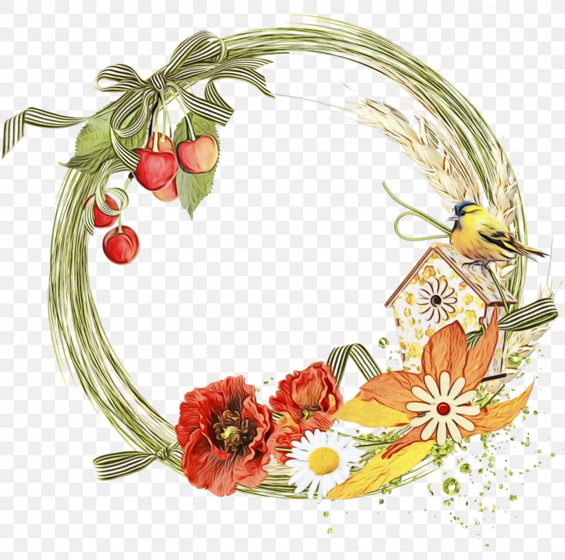 Watercolor Wreath Background, PNG, 1600x1585px, Watercolor, Fashion Accessory, Floral Design, Flower, Fruit Download Free