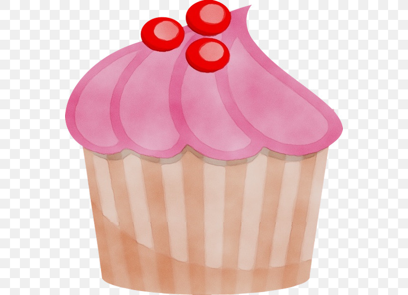 Pink Cupcake Baking Cup Cake Icing, PNG, 558x594px, Watercolor, Baking Cup, Buttercream, Cake, Cupcake Download Free