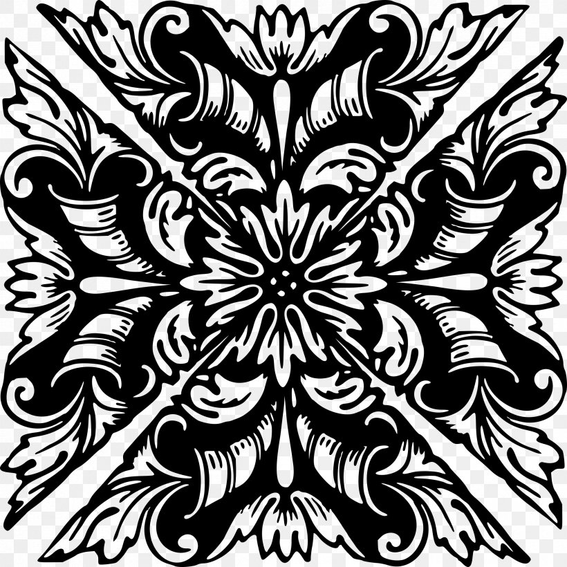Floral Design Monochrome Drawing, PNG, 2400x2400px, Floral Design, Art, Black, Black And White, Drawing Download Free