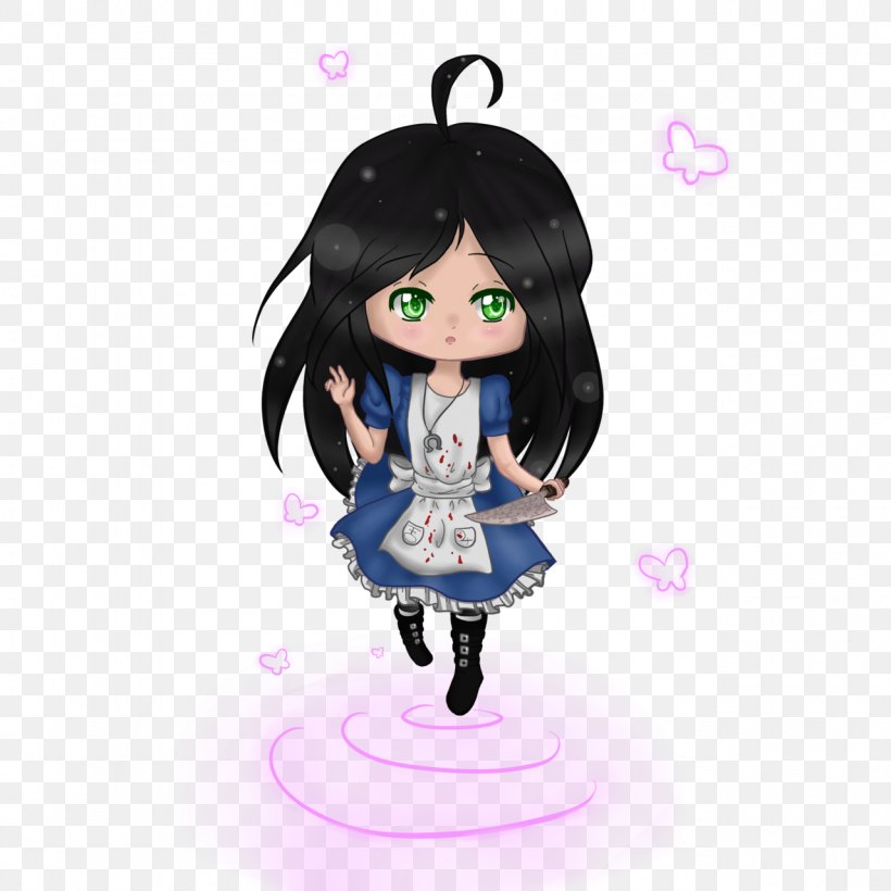 Doll Black Hair Figurine Cartoon Character, PNG, 1280x1280px, Watercolor, Cartoon, Flower, Frame, Heart Download Free