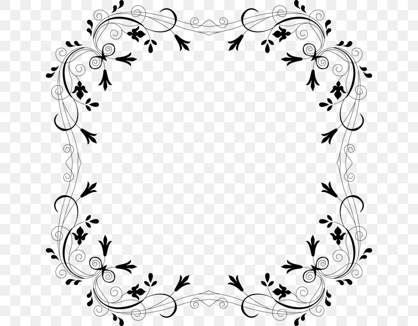 Borders And Frames Floral Design Clip Art, PNG, 640x640px, Borders And Frames, Area, Art, Artwork, Black Download Free