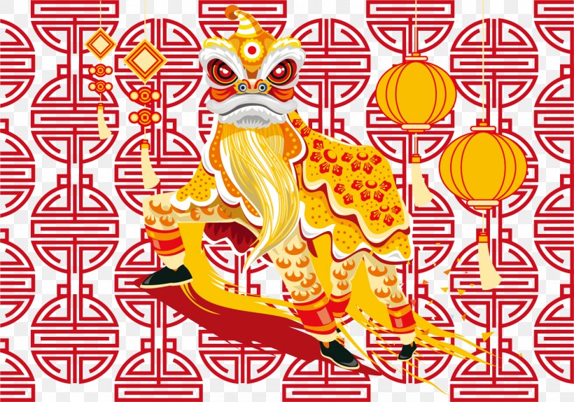 Lion Chinese New Year Vecteur, PNG, 1401x981px, Lion, Area, Art, Chinese New Year, Designer Download Free