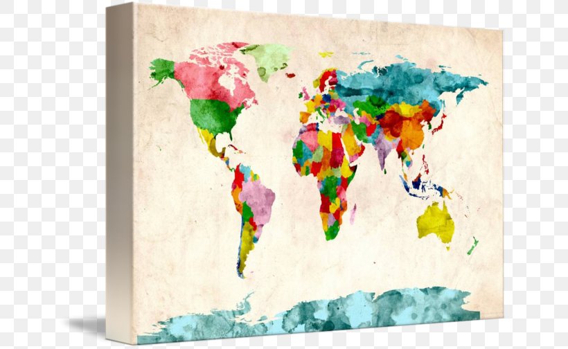 World Map Art Watercolor Painting Printmaking, PNG, 650x504px, World, Art, Art Museum, Canvas, Canvas Print Download Free