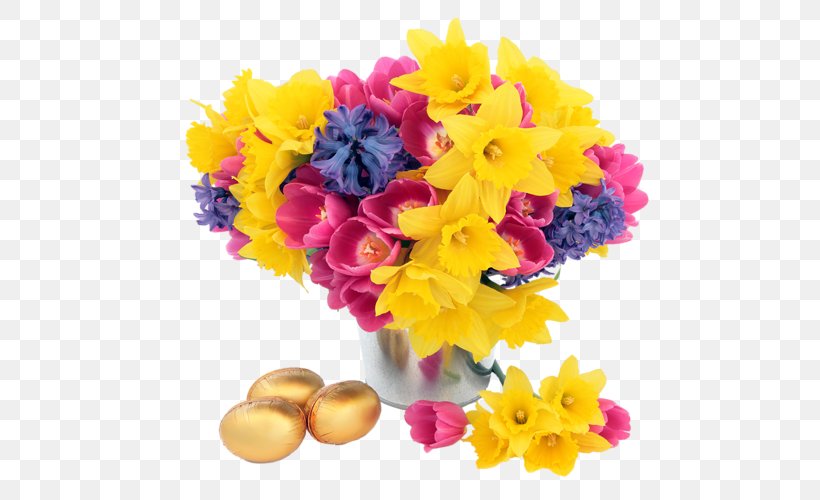 Flower Bouquet Daffodil Hyacinth Clip Art, PNG, 500x500px, Flower, Color, Cut Flowers, Daffodil, Floral Design Download Free