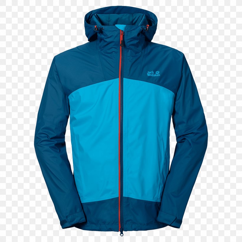 Jacket Hoodie Jack Wolfskin Raincoat, PNG, 1024x1024px, Jacket, Blue, Clothing, Cobalt Blue, Electric Blue Download Free