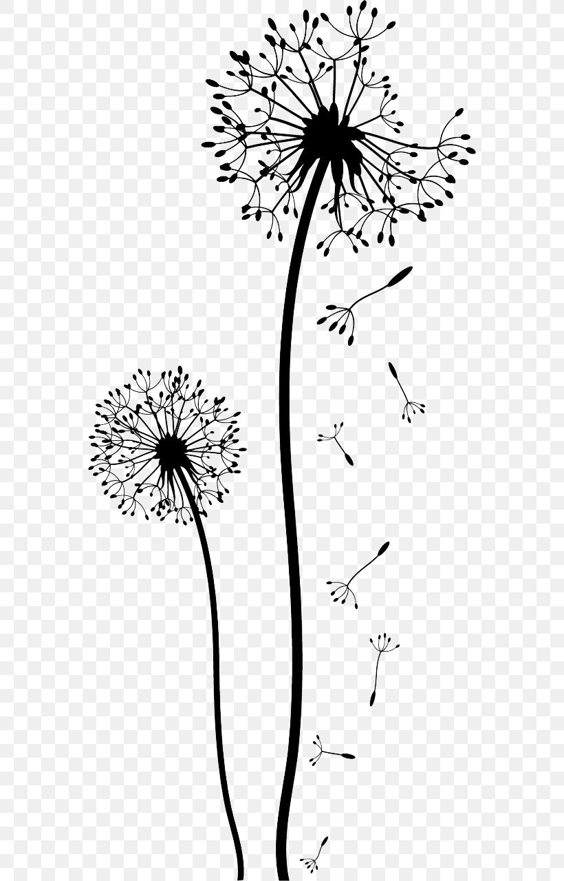 Dandelion White Painting (Three Panel) Drawing Pissenlit Clip Art, PNG, 564x1279px, Dandelion, Area, Black, Black And White, Branch Download Free