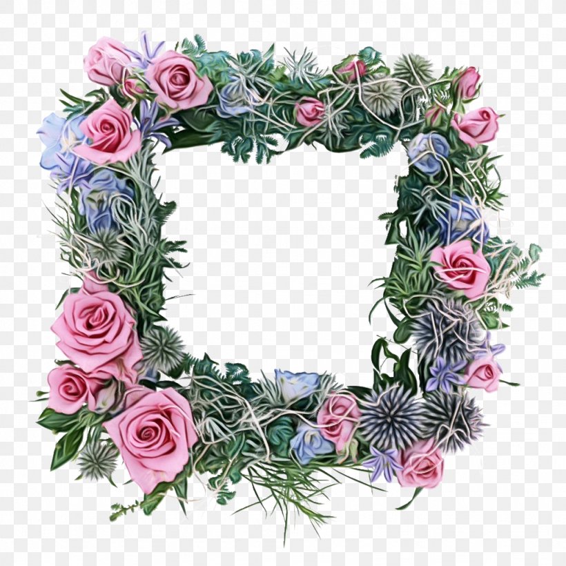 Flower Wreath Frame, PNG, 1024x1024px, Rose, Branch, Christmas Decoration, Cuadro, Floral Design Download Free