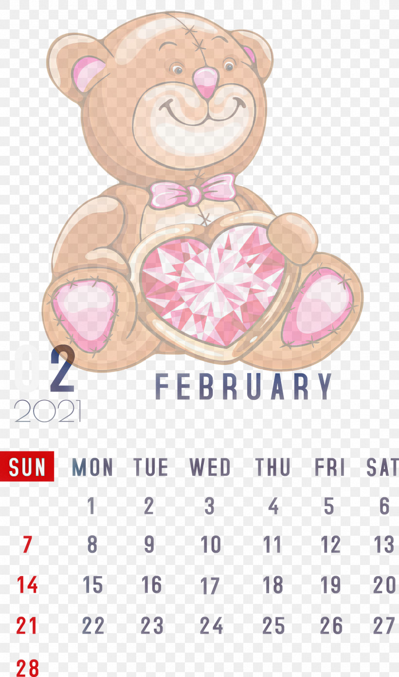 February 2021 Printable Calendar February Calendar 2021 Calendar, PNG, 1769x3000px, 2021 Calendar, Bears, Doll, Heart, Margarete Steiff Download Free