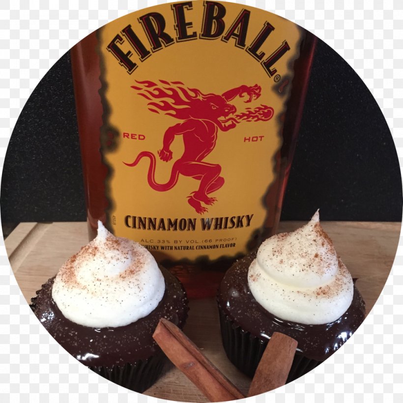 Fireball Cinnamon Whisky Bourbon Whiskey Distilled Beverage Jameson Irish Whiskey, PNG, 1000x1000px, Fireball Cinnamon Whisky, Baking, Bourbon Whiskey, Buttercream, Cake Download Free