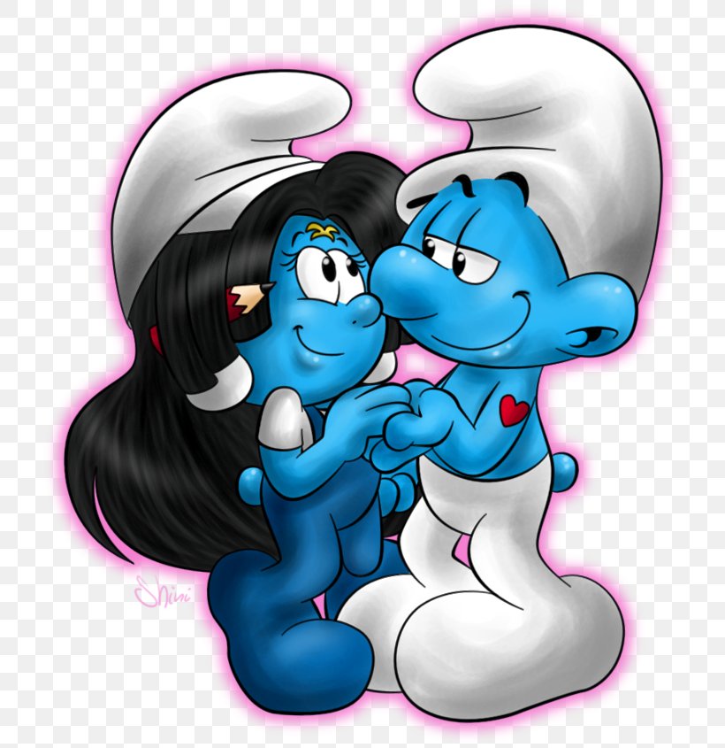 Smurfette Papa Smurf Hefty Smurf The Smurfs Hug, PNG, 734x845px, Watercolor, Cartoon, Flower, Frame, Heart Download Free