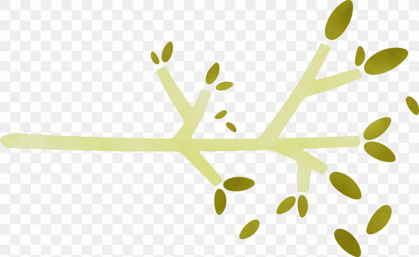 Twig Plant Stem Leaf Yellow Computer, PNG, 3000x1847px, Watercolor, Computer, Leaf, Line, M Download Free