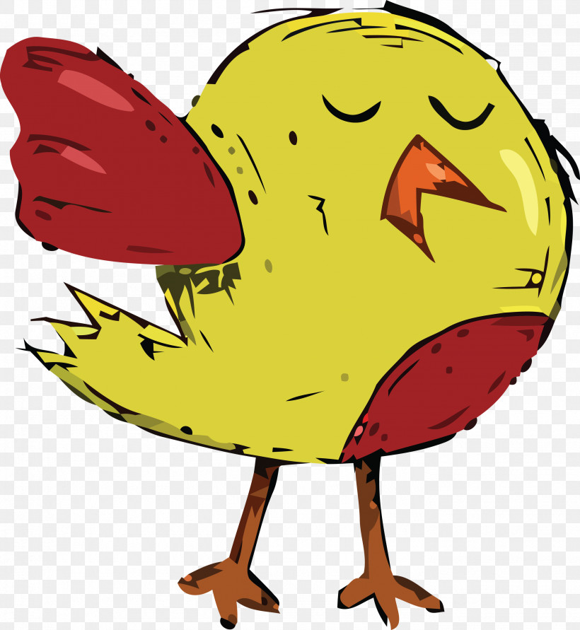Chicken Landfowl Cartoon Yellow Beak, PNG, 2759x3000px, Cartoon Bird, Beak, Cartoon, Chicken, Landfowl Download Free