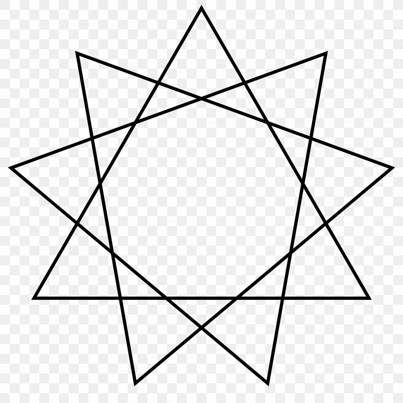 Star Polygon Enneagram Regular Polygon, PNG, 4007x4007px, Star Polygon, Area, Black, Black And White, Diagram Download Free