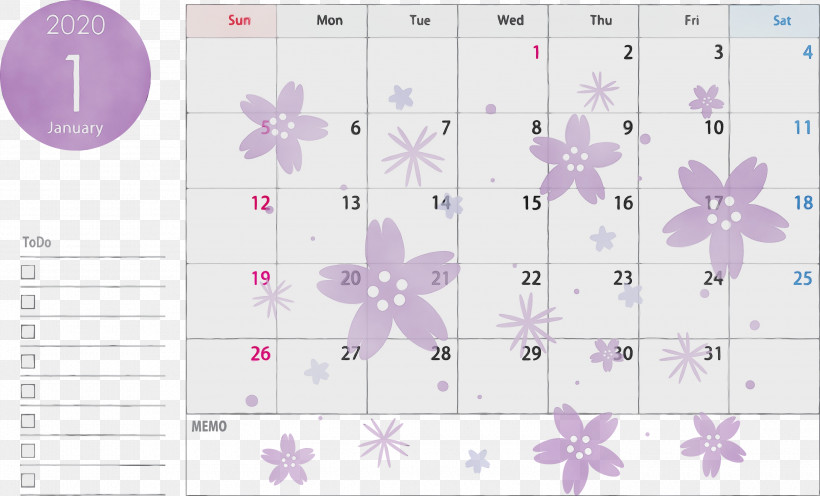 Lavender, PNG, 3000x1818px, 2020 Calendar, January 2020 Calendar, January Calendar, Lavender, Lilac Download Free