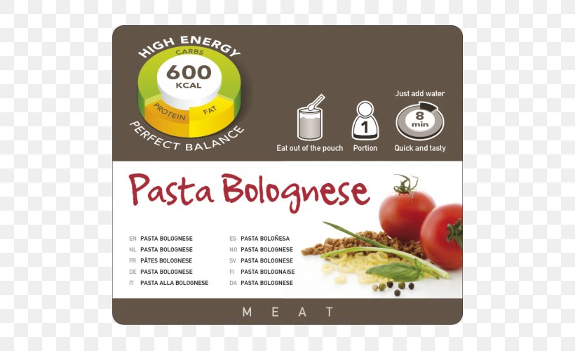 Pasta Bolognese Sauce Carbonara Camping Food Vegetarian Cuisine, PNG, 500x500px, Pasta, Beef, Bolognese Sauce, Brand, Breakfast Download Free