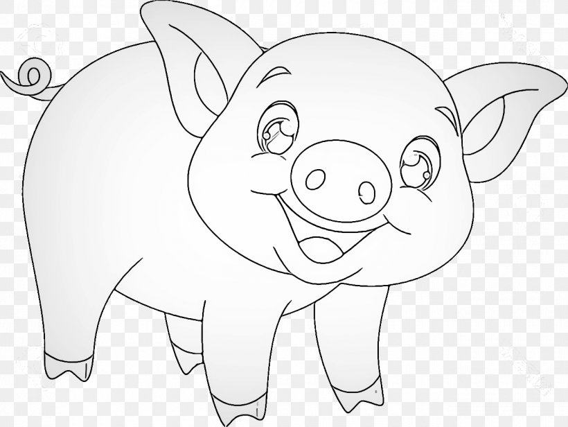 Line Art White Cartoon Snout Domestic Pig, PNG, 1300x977px, Line Art, Cartoon, Domestic Pig, Head, Nose Download Free
