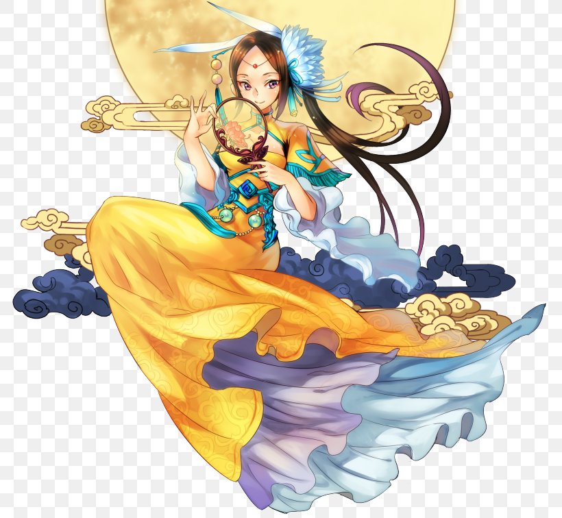 Chang'e Moon Rabbit Hou Yi Journey To The West Mid-Autumn Festival, PNG, 786x756px, Watercolor, Cartoon, Flower, Frame, Heart Download Free