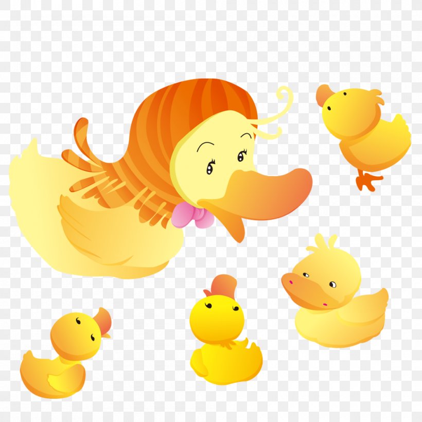 Duck Illustration Mother Cartoon Image, PNG, 1000x1000px, Duck, Animal Figure, Beak, Bird, Cartoon Download Free