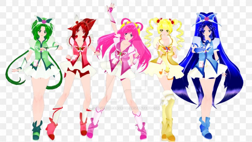 Pretty Cure Hibiki Hojo DeviantArt MikuMikuDance Hatsune Miku, PNG, 1024x576px, Watercolor, Cartoon, Flower, Frame, Heart Download Free