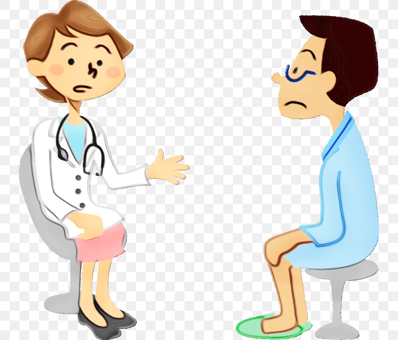 Cartoon Conversation Sharing Gesture Physician, PNG, 742x700px, Watercolor, Cartoon, Child, Conversation, Finger Download Free