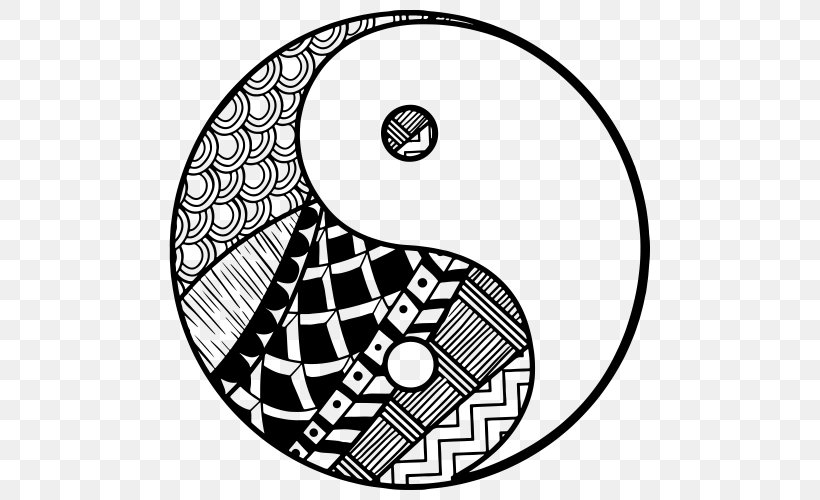 Black And White Yin And Yang Clip Art, PNG, 500x500px, Black And White, Area, Art, Chalk, Drawing Download Free