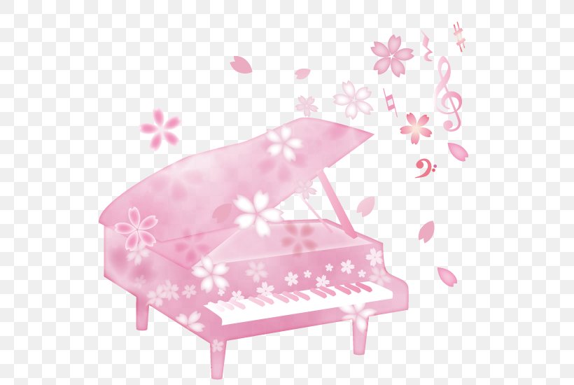 Cherry Blossoms And Grand Piano., PNG, 550x550px, Watercolor, Cartoon, Flower, Frame, Heart Download Free
