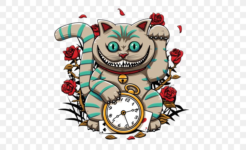 T-shirt Cheshire Cat Alice's Adventures In Wonderland Hoodie, PNG, 500x500px, Watercolor, Cartoon, Flower, Frame, Heart Download Free