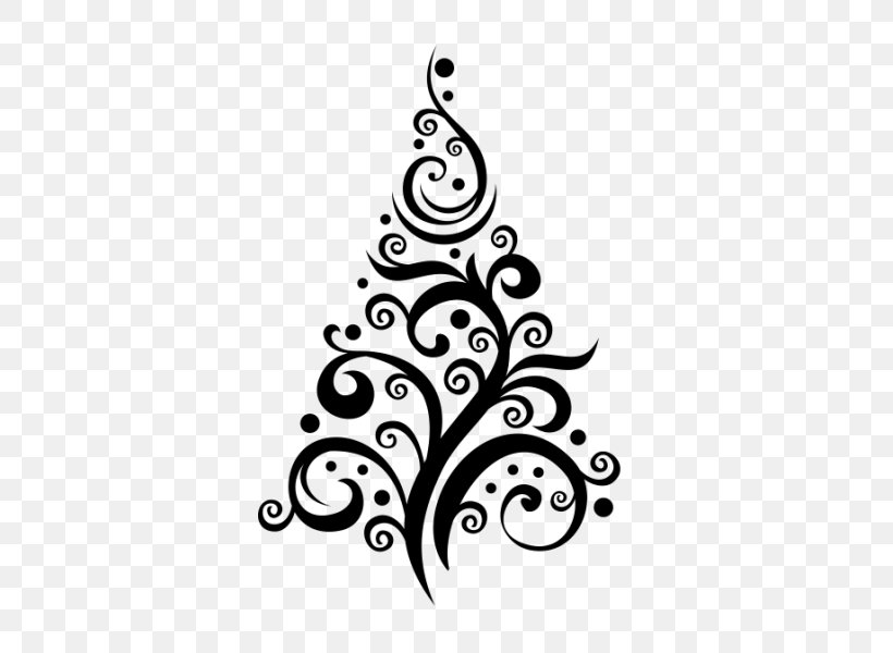 Wall Decal Christmas Tree Sticker, PNG, 600x600px, Wall Decal, Black And White, Branch, Christmas, Christmas Decoration Download Free