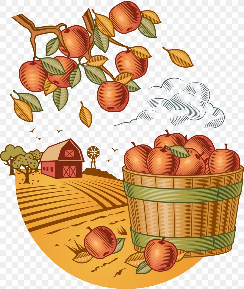 Harvest Cartoon Royalty-free, PNG, 4881x5775px, Harvest, Apple, Art, Basket, Cartoon Download Free