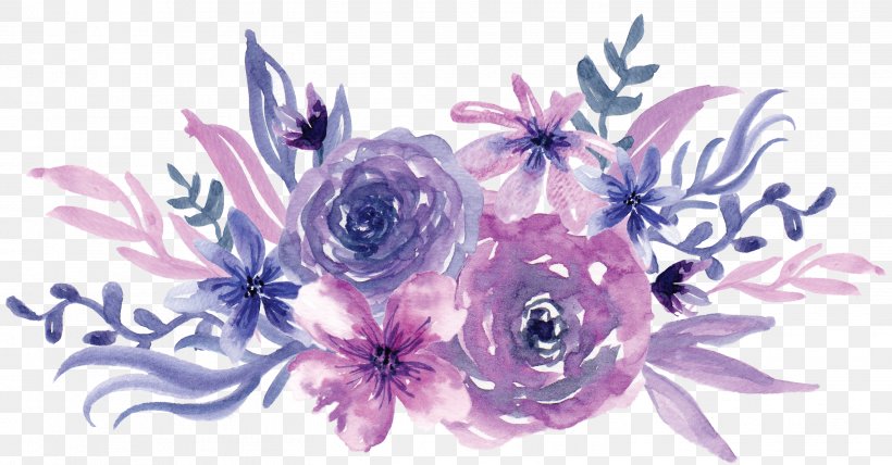 Watercolor Painting Flower Purple, PNG, 2902x1515px, Watercolor Painting, Artificial Flower, Cut Flowers, Flora, Floral Design Download Free