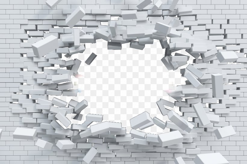 Brick Partition Wall Whitewash Plaster, PNG, 900x600px, Wall, Black And White, Brick, Building, Explosion Download Free