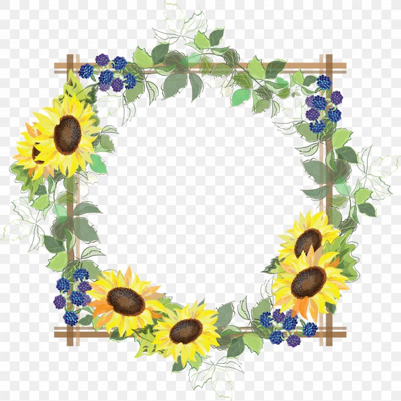 Flower, PNG, 5756x5766px, Picture Frames, Common Sunflower, Cut Flowers, Decor, Decorative Arts Download Free