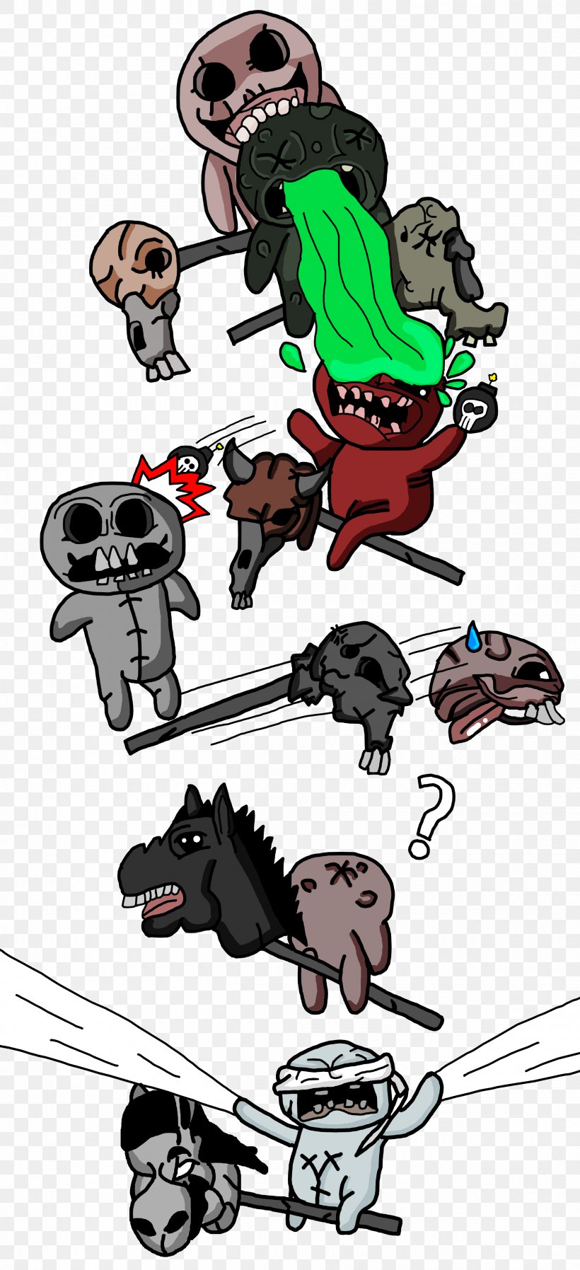 The Binding Of Isaac Book Of Shadows Four Horsemen Of The Apocalypse Video Game, PNG, 2500x5473px, Binding Of Isaac, Art, Book Of Shadows, Boss, Cartoon Download Free