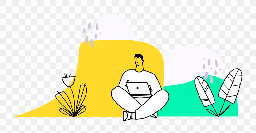 Person Sitting With Plants, PNG, 2500x1297px, Cartoon, Behavior, Happiness, Hm, Joint Download Free