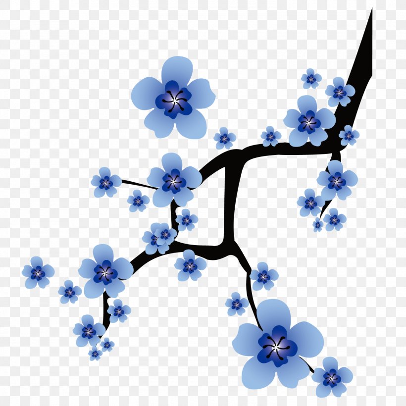 Cherry Blossom Drawing, PNG, 1500x1501px, Cherry Blossom, Blossom, Blue, Branch, Cherry Download Free