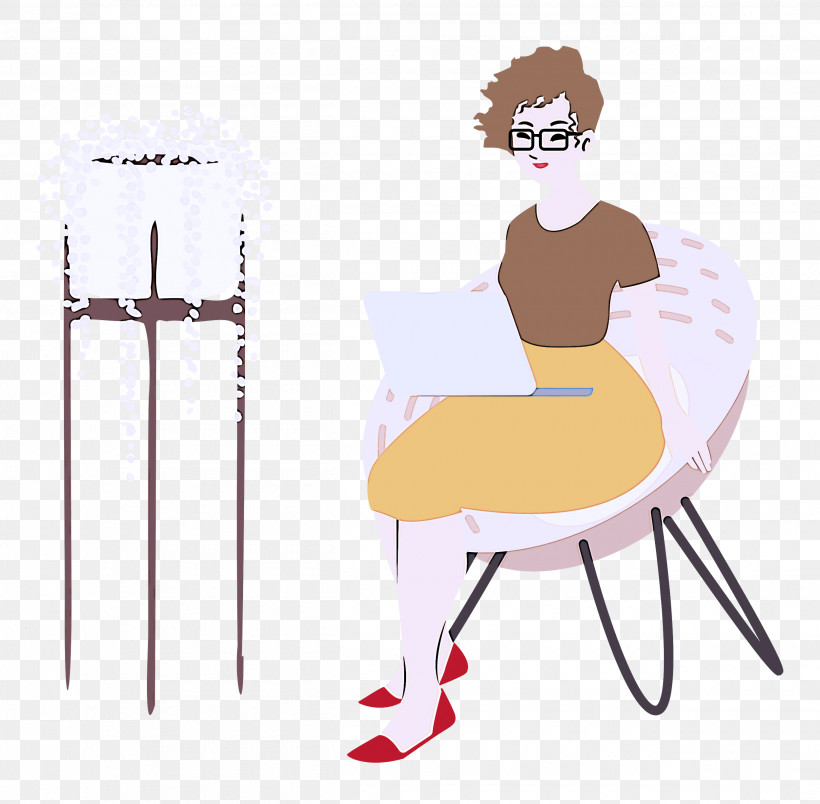 Alone Time Lady Computer, PNG, 2500x2454px, Alone Time, Angle, Cartoon, Chair, Computer Download Free