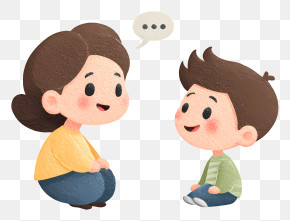 Mother Talking To Boy - Cartoon People Talking Illustration PNG