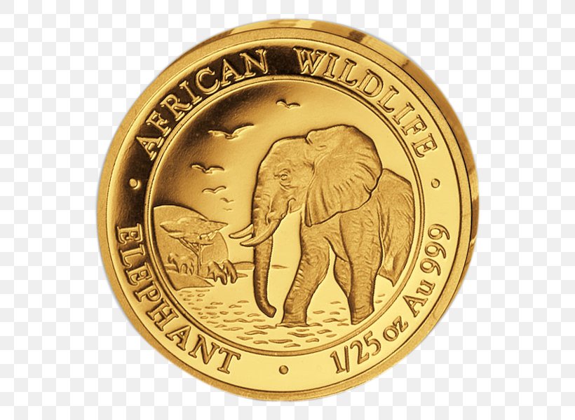 Gold Coin Gold Coin African Elephant Indian Elephant, PNG, 600x600px, Coin, African Elephant, Commemorative Coin, Currency, Elephant Download Free