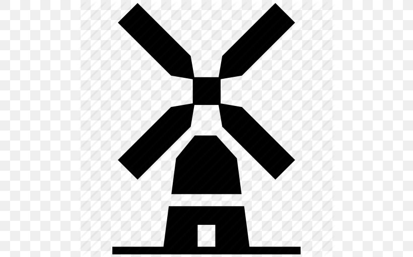 Windmill Wind Turbine, PNG, 512x512px, Ico, Apple Icon Image Format, Black, Black And White, Brand Download Free