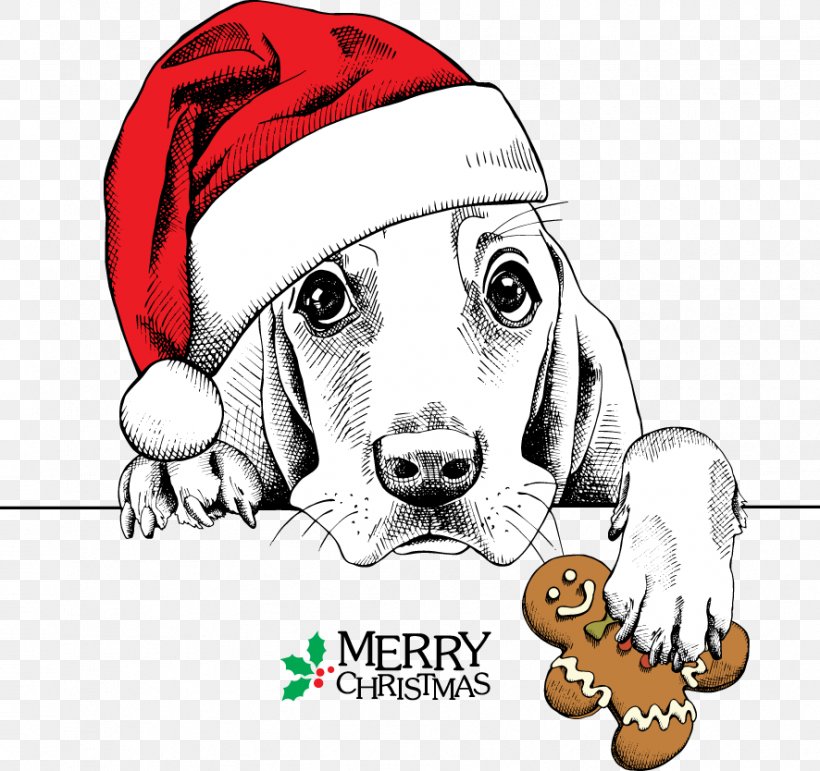 Basset Hound Dachshund Pug Santa Claus Christmas, PNG, 886x834px, Dachshund, Art, Ball, Basset Hound, Beagle Download Free