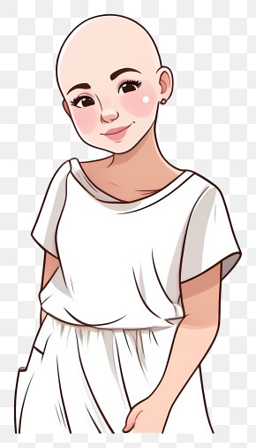 Cancer Day - Smiling Bald Girl In White Dress PNG