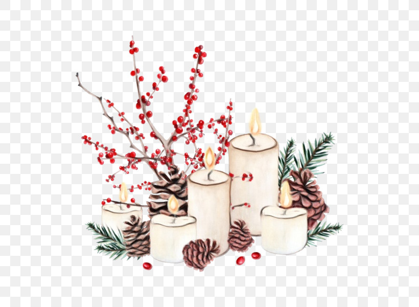 Christmas Decoration, PNG, 600x600px, Watercolor, Branch, Candle, Candle Holder, Christmas Download Free