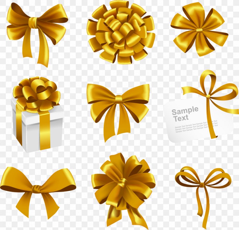 Gift card with gold ribbon and bow Royalty Free Vector Image