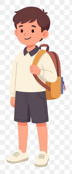 Smiling School Boy With Backpack PNG