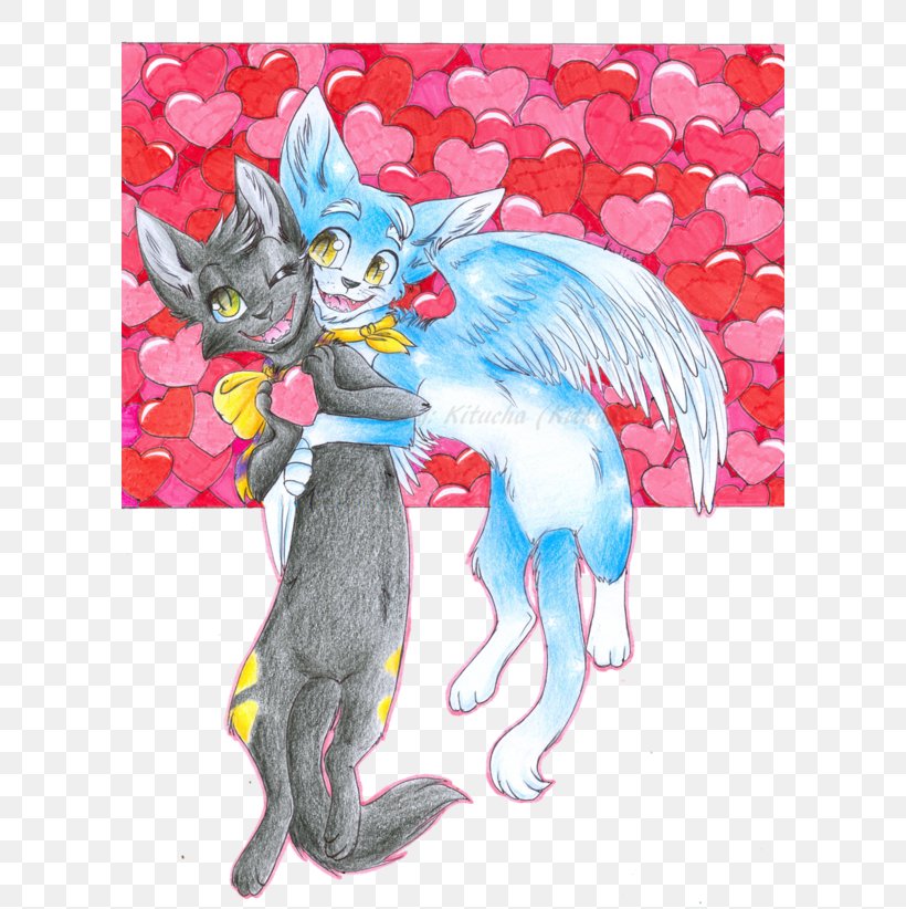 Cat Art Illustration Dog Legendary Creature, PNG, 600x822px, Watercolor, Cartoon, Flower, Frame, Heart Download Free