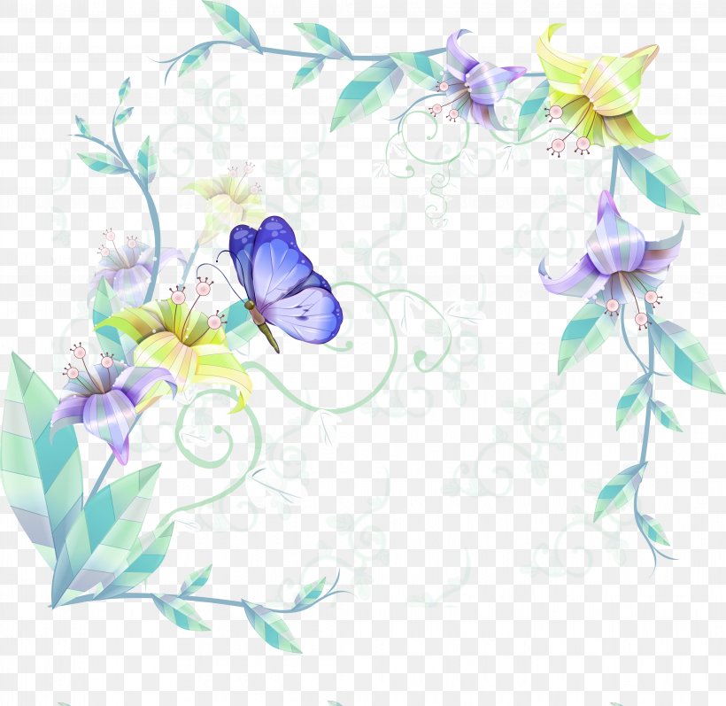 Butterfly Picture Frame, PNG, 4267x4150px, Butterfly, Art, Blue, Branch, Decorative Arts Download Free